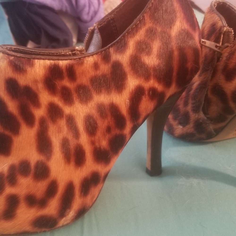 Isola Leopard Print High Heel Ankle Boots